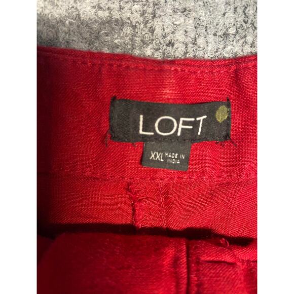 LOFT Red Linen Wide Leg Button Fly Crop Pants - Women's XXL - Picture 3 of 5